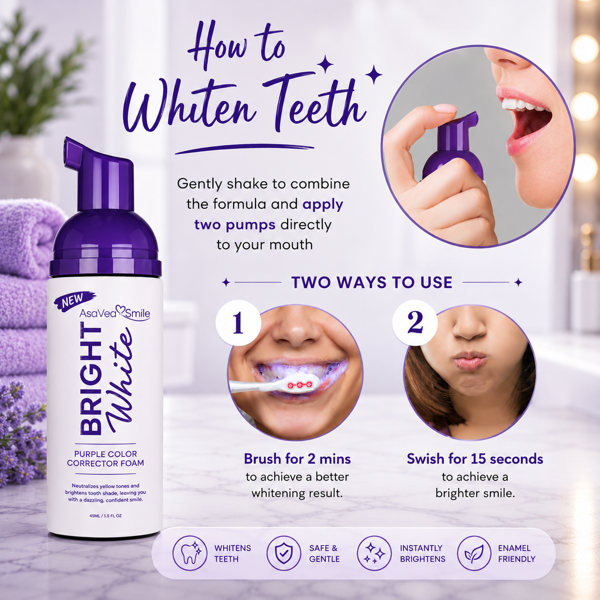 VioletGlow Whitening Foam