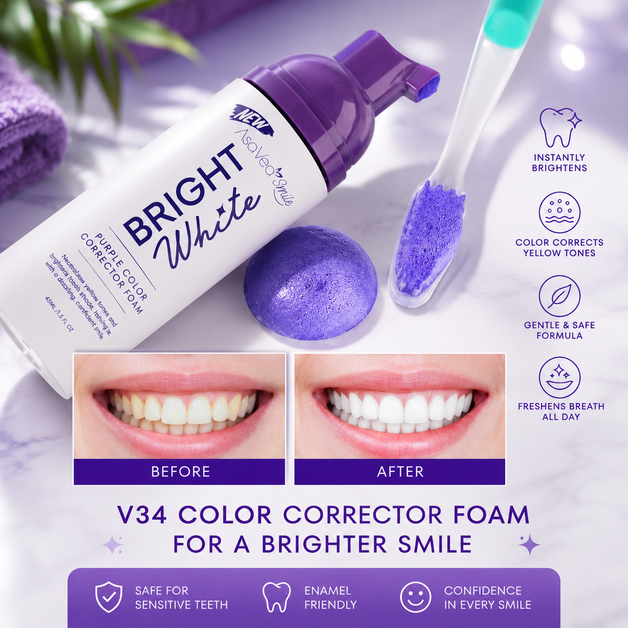 VioletGlow Whitening Foam