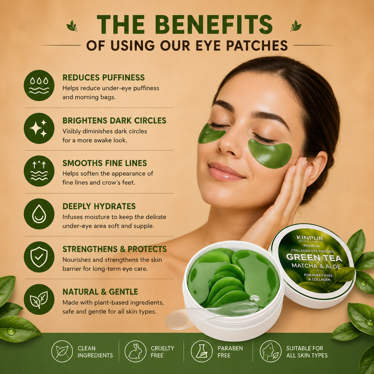 Green Tea Eye Renewal Patches – 30 Pairs