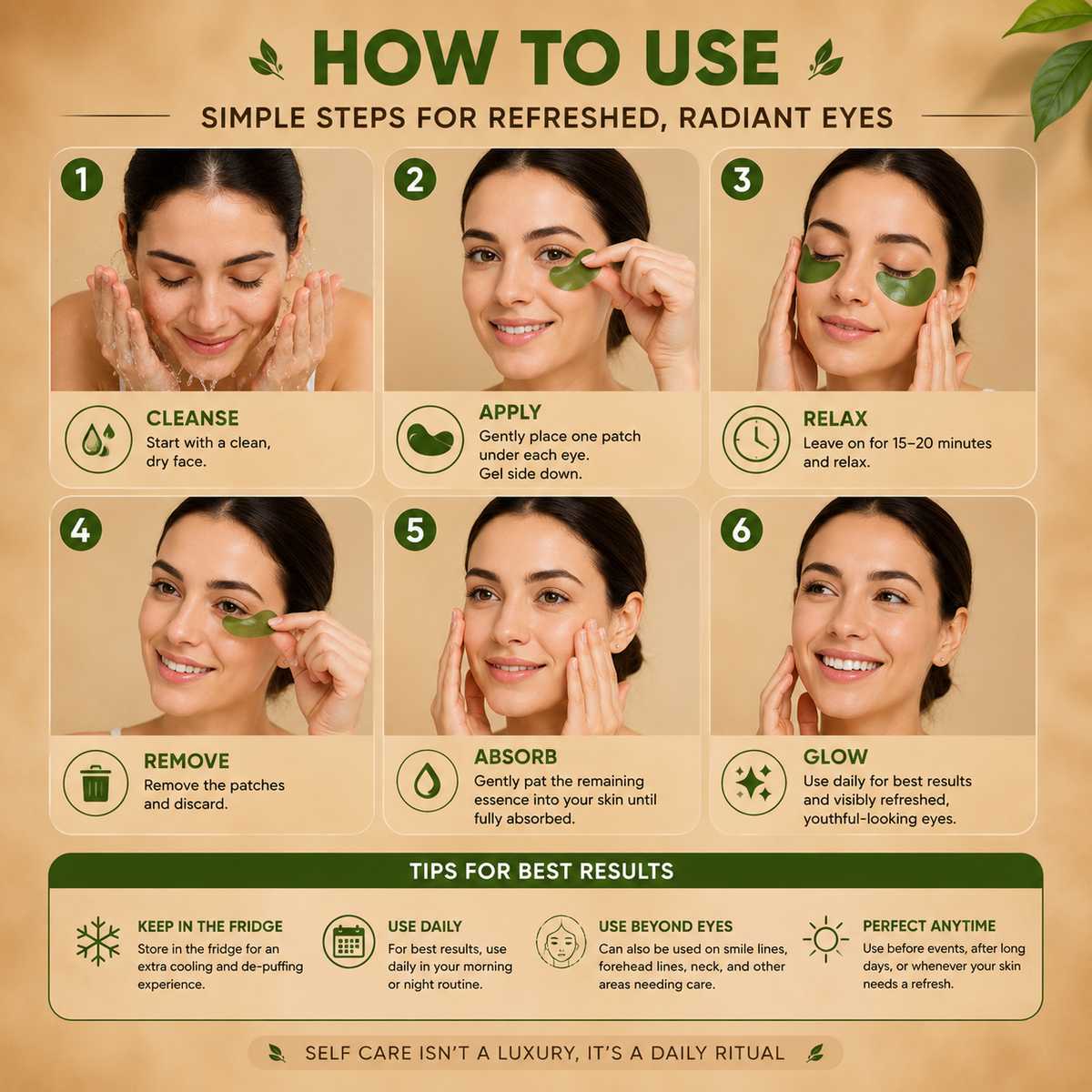 Green Tea Eye Renewal Patches – 30 Pairs