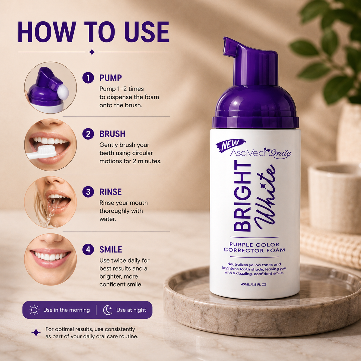VioletGlow Whitening Foam