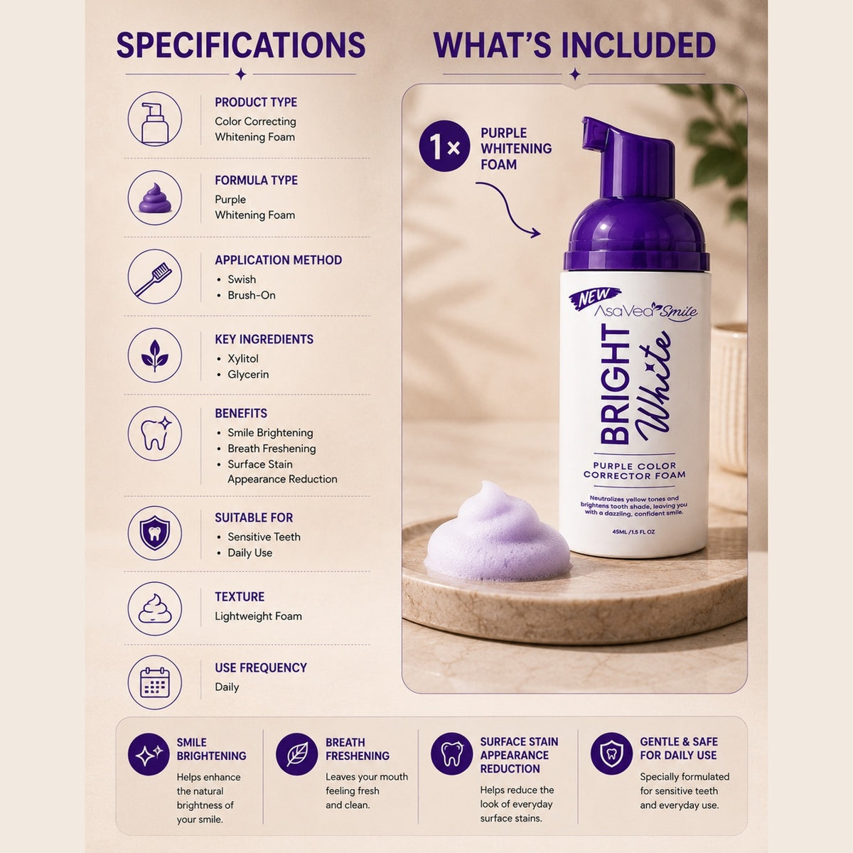 VioletGlow Whitening Foam