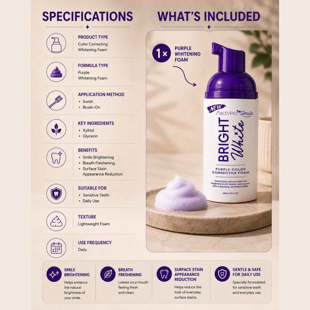 VioletGlow Whitening Foam